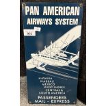 Vintage Metal and enamelled Advertising sign for 'Pan American Airways System' [38x19cm]
