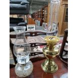2 Vintage oil lamps with glass funnels