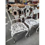 2 antique french cast metal chairs with grape design centre
