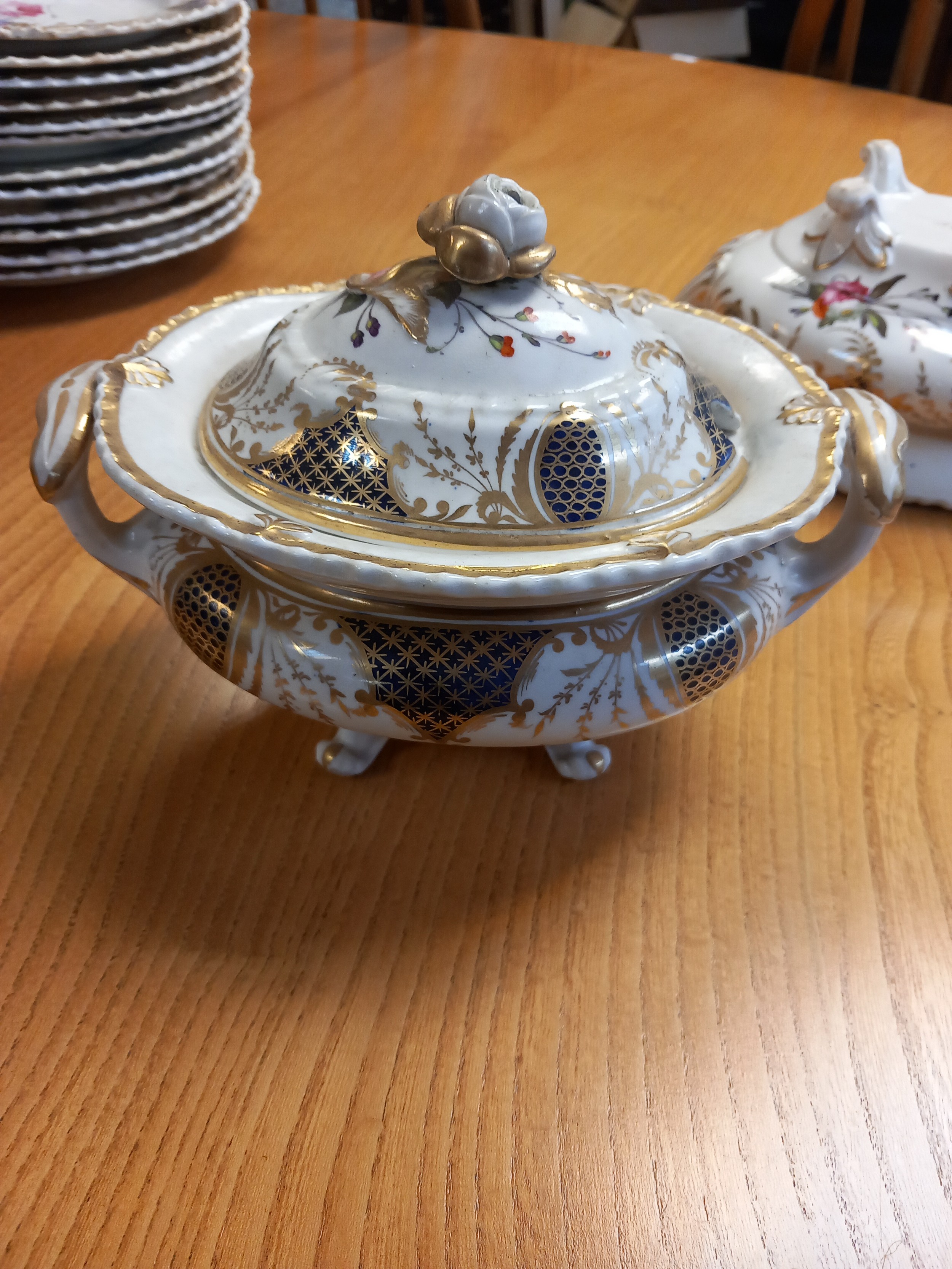 A 19th century floral design dinner service together with comport dish, two lidded serving tureens - Image 18 of 20