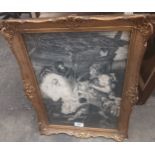 An Antique Charcoal Drawing The Adoration of the shepherds indistinctive signature set in antique