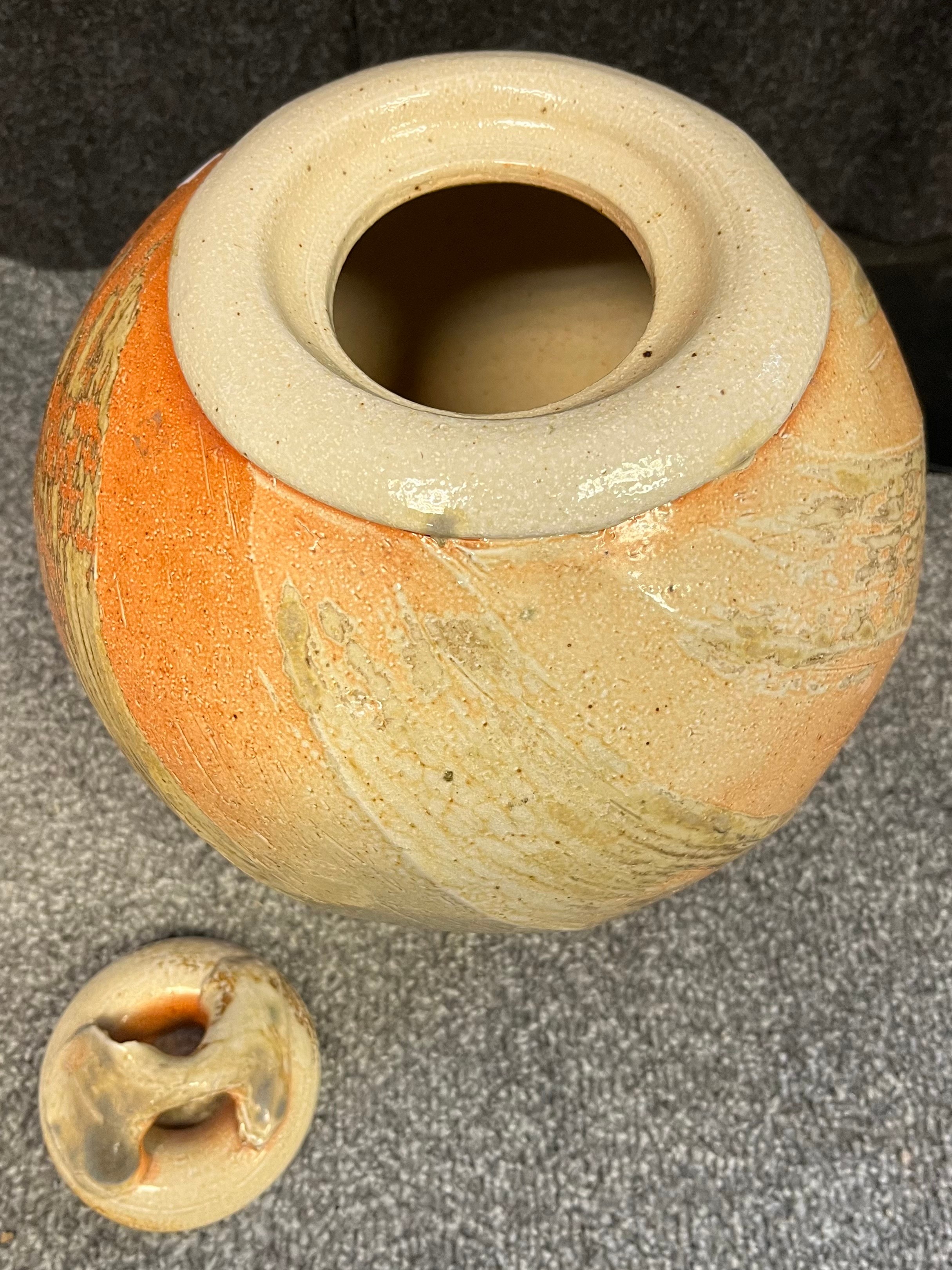 Ruthanne Tudball Soda- Glazed studio pottery lidded preserve pot. [25cm high] - Image 3 of 4