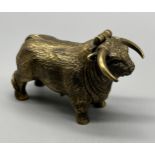 An unusual brass bison figure vesta case. [6cm in length]