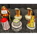 Various Lorna Bailey signed art pieces to include ''Twenty-one'', ''Astro rocket'', salt shaker,