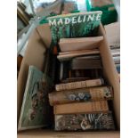 A Box of Antique books to include Madeline, A lost ideal by annie s swan, Two Spies by S.C George,