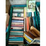 A Box of books includes old penguin books by pd james etc