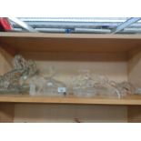 Shelf of Glass animals paperweights to include Darlington crystal paperweight animal figures etc
