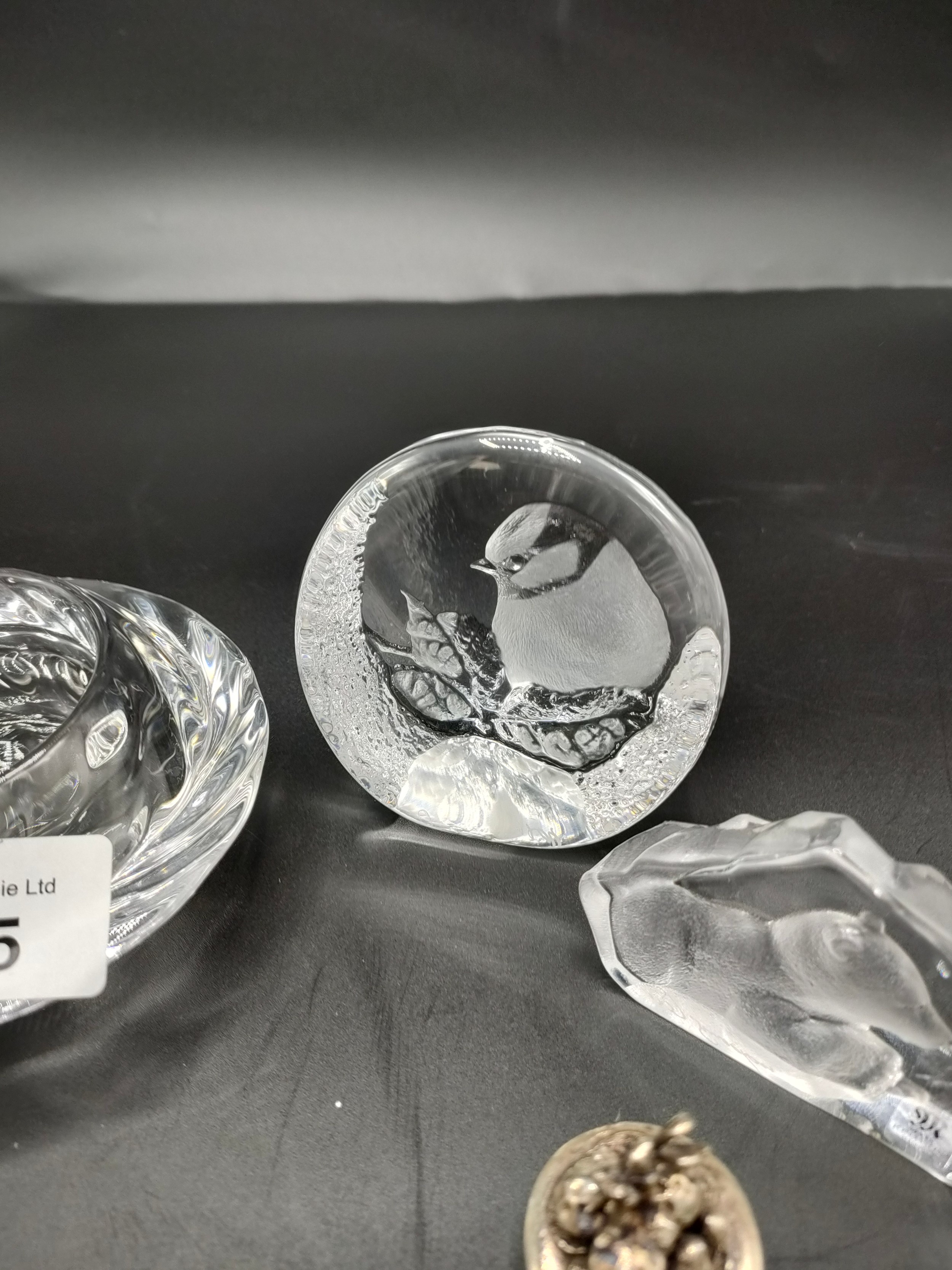 2 Bird scene paperweights, Royal Copenhagen tea light together with selection of various novelty - Image 2 of 4