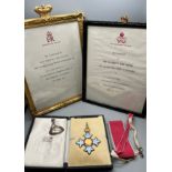 King George VI CBE Medal With original box and framed certificate belonging to MR John G. Banks,