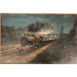 R.Moore Oil on board depicting railway steamer, London and North Western Railway. [34.5x49.5cm]