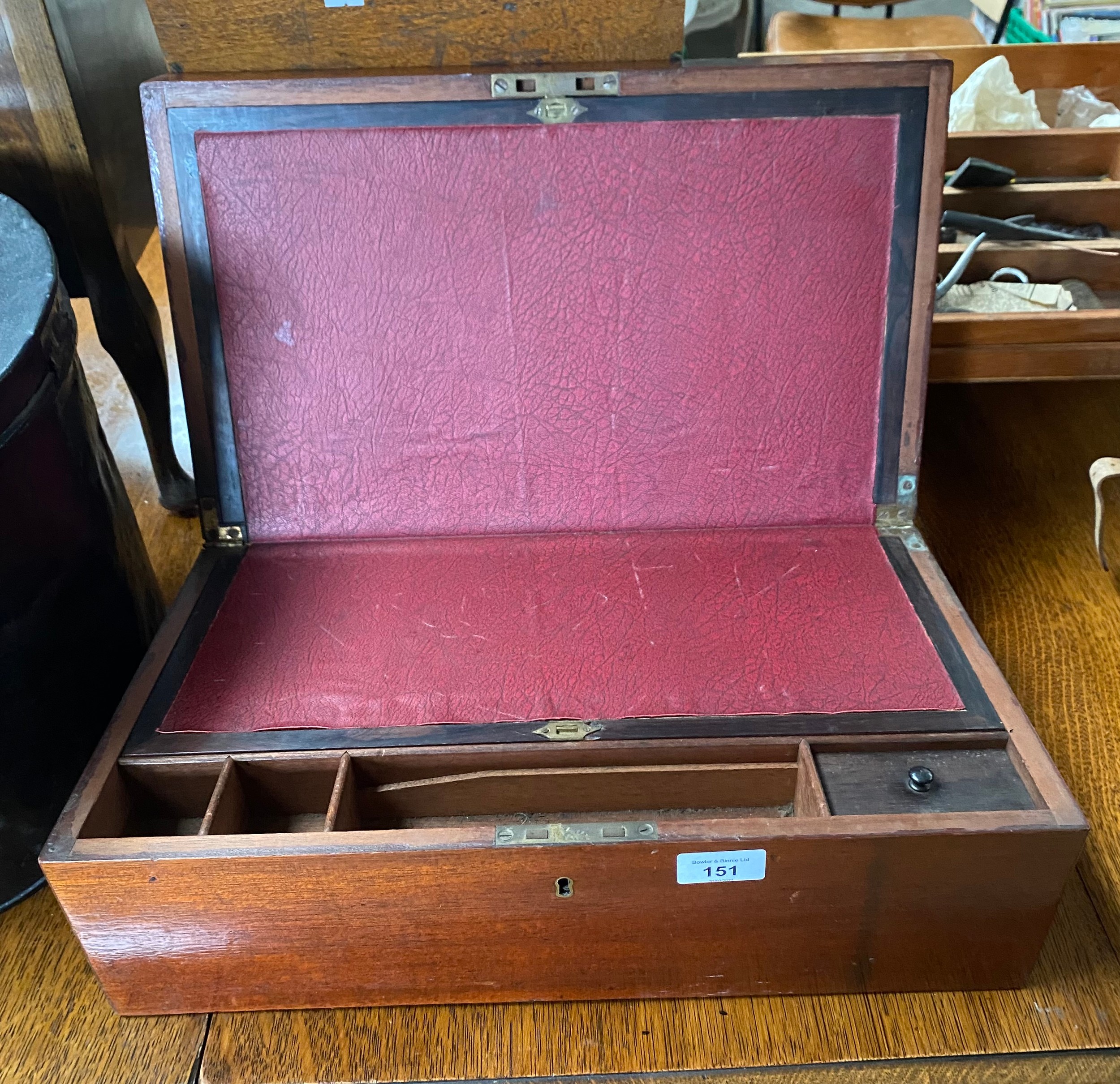 19th century writing slope box with fitted interior