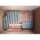 A box of antique books to include Froudes history of england, P Merimee Nouvelles, Swift works