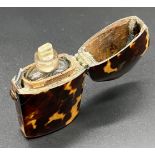 Antique 19th century tortoise shell case containing perfume bottle. [6.4cm in length]