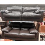 Brown Leather 2 x 3 seater sofas