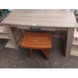 A Modern Console desk with fitted centre drawer along with a modern wooden stool [100x45x73.5cm]