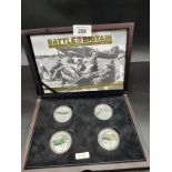 A Collection of 4 Battle of Britain 75th anniversary commemorative silver coin set in fitted display