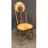 Late 19th century Arts and crafts ladies chair, the back with cushioned head rest above a pierced