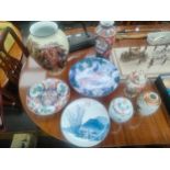A collection of oriental collectables to include signed vases , plates etc