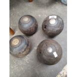 A set of 4 antique bowls with white metal mount's