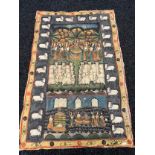 A Vintage Silk Indian origin hand painted wall screen. [170x115cm]