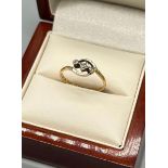 Antique 18CT yellow gold ladies ring set with three diamonds. [Ring size L] [1.62GRams]