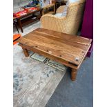 A Rustic pine coffee table