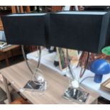 Pair of modern Bed side cabinets along with pair of modern lamp shades [33.5x33.2x50cm] bed side
