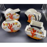 Four various Lorna Bailey Fish design art works. All hand painted ceramics and glazed.