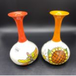 Two Lorna Bailey Art Deco style bud vases Limited Edition 75/250 signed to base [Height 27cm]