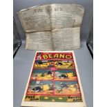 1793 The Sun Newspaper, together with A Reprint of the 1938 beano Comic