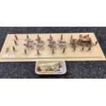 Antique Britains painted Royalty carriage, horses and beef eater soldiers. Together with lead