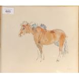 Rosamond.Jones Watercolour depicting a horse titled ''Charlie'' . [27x29cm]