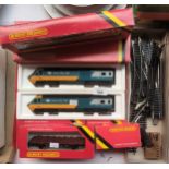2 Boxed intercity trains , boxed hornby low carriages etc