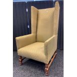 19th century gentleman's chair with high back [Throne chair], raised on turned oak and block