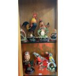 3 Shelves of bird figures to include regency fine art bird figure, The Leonardo collection