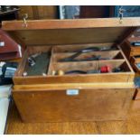 Vintage tool box containing old carving tools etc