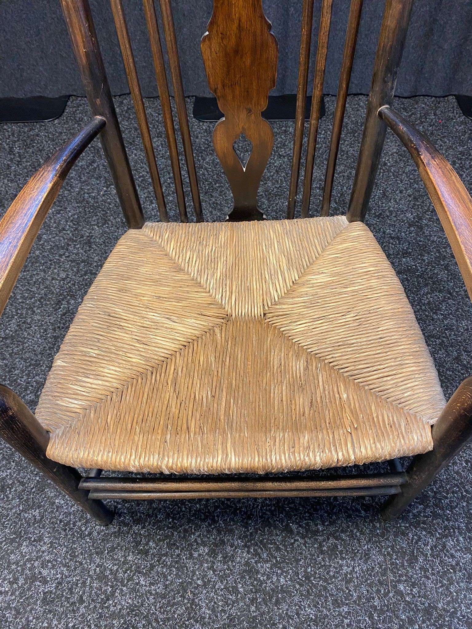 Arts & Crafts chair, weaved seat, turned legs [87cm] - Image 2 of 5