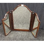 Antique mahogany three way mirror within a shaped frame [63.5x92.5cm]