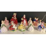 A Collection of 10 Royal Doulton figurines- Monica, Penny x2, Picnic, Home Again, Bo Peep, Top o'
