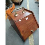 Antique brass handled coal box