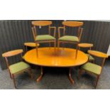Mid century teak G- Plan dining table with four chairs and two carvers. [Table-72x162x107cm]