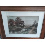 Antique framed picture depicting countryside signed L A Turner