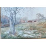 Watercolour titled ''A Winters Day'' , signed within a gilt moulded frame. [42x50cm]