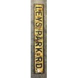 Antique cast iron Dunfermline street sign 'Leys Park Rd' [100cm in length]