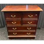 Mahogany chest of drawers- four smaller drawers over two long drawers. [97x90x45cm]
