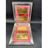 2 framed British gold bank note sets