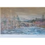 Howard Butterworth Limited print depicting snowy river landscape [57x76cm]