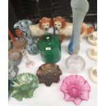 A Collection of Art glass to include Large Spanish Display bottle, Romanian Glass Vase, Carnival