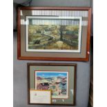 2 Limited edition Will moses signed prints titled eagle bridge & sleepy hollow set in framing