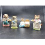 4 Beswick beatrix potter figures to include miss moppet, cousin Ribby, Hunca Munca & Ribby